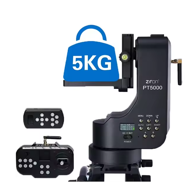 ZIFON PT5000 Aluminum 5000g Payload Motorized Rotating Panoramic Head Remote Control Pan Tilt Video Tripod Head for Camera