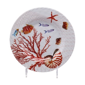 Assiette en mélamine motif homard corail marin, vaisselle en plastique, vaisselle animaux marins, vente en gros - Product Image 1