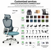 Chaise de bureau ergonomique à dossier haut en maille avec appui-tête réglable et soutien lombaire, chaise de direction confortable pour le bureau à domicile