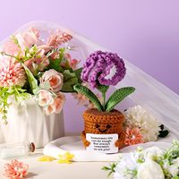 Œillets positifs au crochet faits à la main, fleurs positives, plantes au crochet, fleurs en pot au crochet, œillets tricotés pour la décoration de la maison