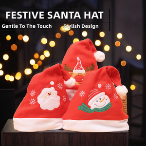 High Quality Soft Silk Screen Printed <b>Christmas</b> Decorations <b>Santa</b> Claus Fawn Snowman Children Non-woven Fabric Hat Holiday Party - Product Image 2