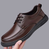 Chaussures décontractées en cuir marron pour hommes, à lacets, respirantes, antidérapantes, confortables, mocassins plats pour un usage quotidien, chaussures de bureau