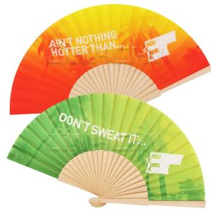 Ventilador de mano plegable tallado en madera promocional con logotipo - Product Image 3