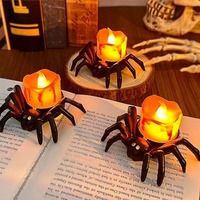 Lampe décorative à piles LED sans flamme en forme d'araignée d'Halloween pour la décoration de table et d'ambiance à la maison