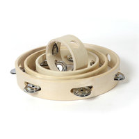 Wholesale Hand Musical Instrument 4inch 6 Inch 8inch 10inch Wooden Toy Tambourine for Kids Preschool Percussion