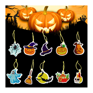 DIY diamante <span class=keywords><strong>pintura</strong></span> 10 piezas <span class=keywords><strong>Halloween</strong></span> colgante completo taladro especial en forma de diamante calabaza <span class=keywords><strong>araña</strong></span> fantasma ornamento Kits - Product Image 1