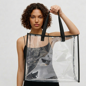 <span class=keywords><strong>Sac</strong></span> fourre-tout transparent en PVC robuste de 0,25 mm avec logo personnalisé, <span class=keywords><strong>sac</strong></span> à bandoulière étanche pour le shopping, la plage, approuvé pour les stades - Product Image 1
