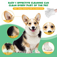 Gants de toilettage jetables pour animaux de compagnie avec logo personnalisé, 1 pièce/paquet, lingettes blanches hypoallergéniques, lingettes humides pour chiens et chats