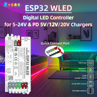 Contrôleur de bande LED numérique adressable DOMRAEM ESP32 WLED avec Wi-Fi, prend en charge PD et DC 5-24V avec un fusible de 16A