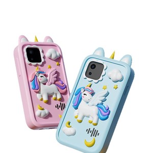 เคสโทรศัพท์ลายการ์ตูนยูนิคอร์น สีชมพูและสีฟ้า ป้องกันการกระแทก สำหรับเด็ก - Product Image 1