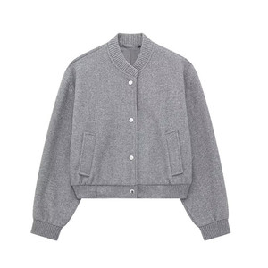 Offre Spéciale boutonné <span class=keywords><strong>aviateur</strong></span> <span class=keywords><strong>veste</strong></span> manteau lâche plaine Outwear court Trench manteaux femmes à manches longues recadrée vestes avec poches - Product Image 5