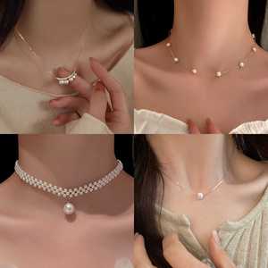 Collier Pendentif <span class=keywords><strong>Perle</strong></span> Vintage Mode Songfu Luxe Léger Chaîne Dorée Ras-du-Cou de Niche Collier Tendance pour <span class=keywords><strong>Femme</strong></span> Bijoux - Product Image 6