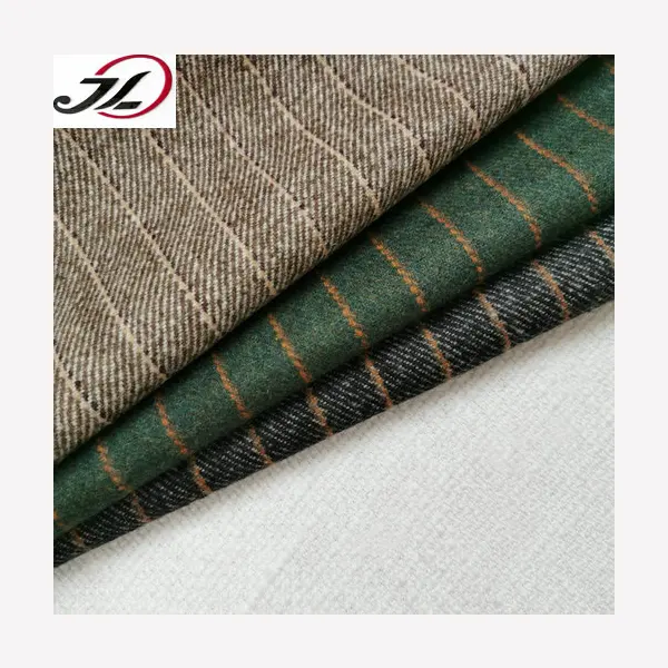 Wholesale twill tweed woolen fabric striped for suiting