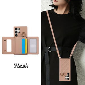 Para <span class=keywords><strong>Samsung</strong></span> Galaxy S22 S23 S24 S25 Ultra tarjetero funda de teléfono pequeña fragancia Pu cuero bandolera funda protectora para mujer - Product Image 2