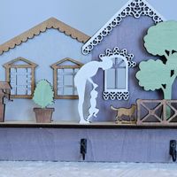 Dekorasi Rumah Kayu Adegan Keluarga yang Dapat Disesuaikan, Ornamen Siluet Berdiri Sendiri untuk Hari Ibu, Hari Ayah & Rumah