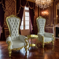 Trône royal de luxe doré à dossier haut pour mariages intérieurs et extérieurs, hôtels, villas, ateliers, salons