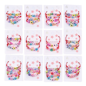 Braccialetti con ciondoli a forma di occhi colorati del Festival delle Sette Stelle, set da 12 pezzi, fatti a mano in acciaio inossidabile, per donne e ragazze - Product Image 1