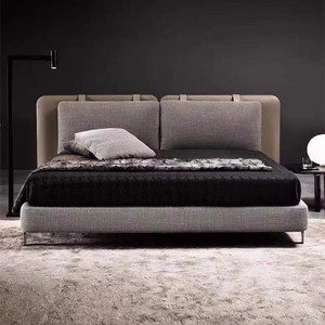 Contemporain Luxe Cuir tissu démonté Tête <span class=keywords><strong>de</strong></span> lit rembourrée Double Mariage Italien <span class=keywords><strong>pied</strong></span> lit en métal - Product Image 1