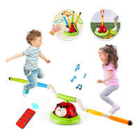 Máquina de Ejercicio y Juego 3 en 1 con Diseño de Mariquita, Música, Control Remoto, Juguete de Saltar con Cuerda y Juego de Cohete de Empuje para Niños