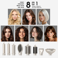 Styler à air chaud professionnel 8 en 1 à marque privée OEM, lisseur, boucleur, sèche-cheveux avec technologie PLASMA pour le soin des cheveux