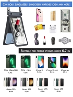 Sac étanche pour téléphone portable à double poche pour iPhone 14 13 12 11 Pro, grand sac de rangement pour la natation et la plage, pochette pour cartes, sacs étanches