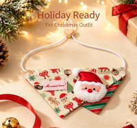 Pañuelo de Navidad para mascotas, suave, reversible, triangular, con adorno 3D de Papá Noel, hebilla ajustable, collar de entrenamiento para mascotas, moderno e impermeable