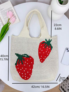 <span class=keywords><strong>Sac</strong></span> en crochet <span class=keywords><strong>à</strong></span> motif de fraises mignon personnalisé, grand <span class=keywords><strong>sac</strong></span> <span class=keywords><strong>à</strong></span> <span class=keywords><strong>main</strong></span> de style vacances pour les adolescentes, les étudiants, les voyages en plein air - Product Image 6