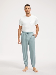 Pigiama Personalizzato con Etichetta Privata, Maniche Corte e Pantaloni Lunghi, in Bambù, Bianco e Nero, per <span class=keywords><strong>Uomo</strong></span> - Product Image 3