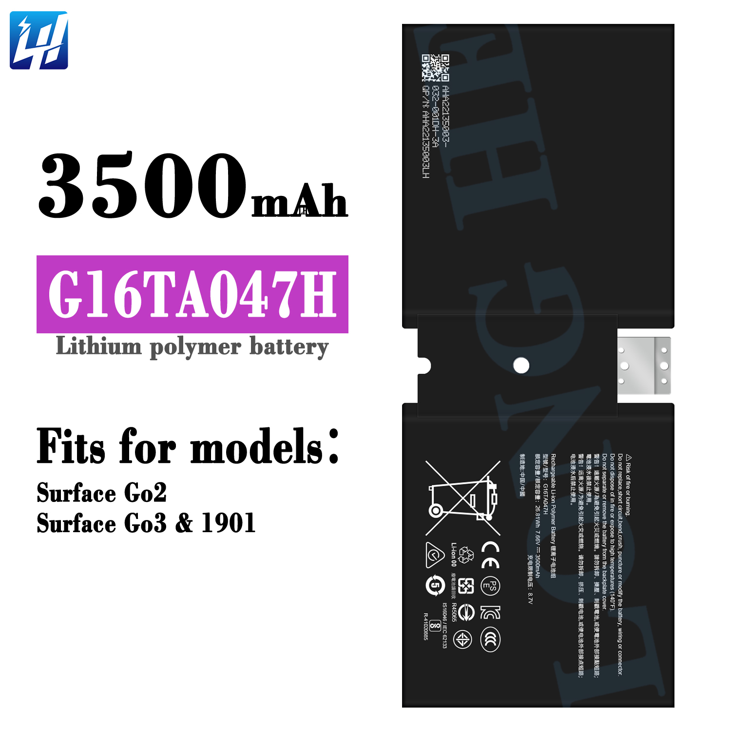 3500mAh G16TA047H 7.66V New High-Quality <strong>Battery</strong> <strong>Replacement</strong> for <strong>Microsoft</strong> <strong>Surface</strong> Go2/Go3/1901