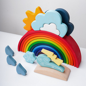 Wooden Weather <b>Building</b> <b>Blocks</b> Set For Children Early Education Creative Play 2 To 4 Years Old Unisex Toy - Product Image 3