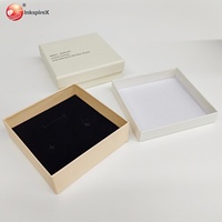 Boîte à bijoux en papier avec logo personnalisé imprimé en feuille d'or rose, boîte à anneaux avec couvercle et base, boîte cadeau pour bijoux