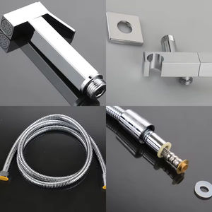 คู่หูห้องน้ำทรงสี่เหลี่ยมพร้อมปืนฉีดน้ำแรงดันสีดำ/ โครเมี่ยมด้ามจับเดี่ยว - Product Image 6