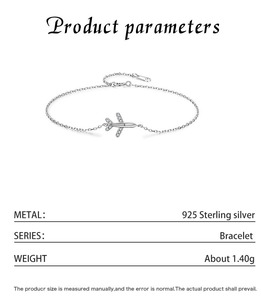 S925 Silver Arrow <b>Bracelet</b> With Crystal Rhinestones Minimalist Chain Link Women's Everyday Wear - Product Image 2