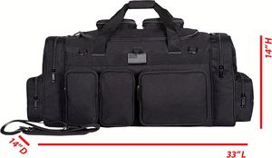 Factory Tactical Range Denim Duffel <b>Bag</b> Heavy Duty <b>MOLLE</b> Gear Travel Sports Gym Lockable Zippers Large 33 Inch Black - Product Image 4