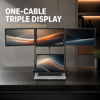 Moniteur triple écran 3*18,5 pouces 1080P FHD IPS, extension multi-écrans en alliage d'aluminium pour ordinateur portable et de bureau, Plug-and-Play Windows Mac