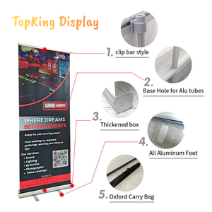 Support <span class=keywords><strong>de</strong></span> bannière enroulable en aluminium 85x200cm, avec sac <span class=keywords><strong>de</strong></span> transport <span class=keywords><strong>pour</strong></span> un seul <span class=keywords><strong>personne</strong></span>, bannière rétractable. - Product Image 3