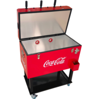 Glacière multifonctionnelle roulable 49L/65L avec table de baby-foot intégrée, en métal, avec roues, idéale comme cadeau