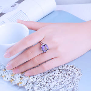 Anillos de compromiso de promesa de corte de cojín de Plata de Ley 925 fina regalos de joyería de piedra natal para mujeres y hombres - Product Image 4