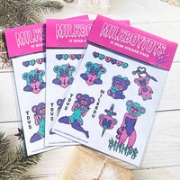 Etiquetas de dibujos animados impresión troquelada pegatinas hoja impermeable brillo vinilo Logo pegatina paquete A4A5A6 personalizado beso corte pegatina hoja