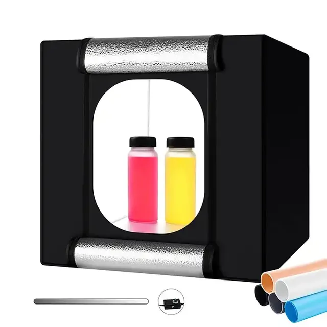 Photo Studio Light Box Portable Foldable 16 X 16 Inch Photography Shooting Tent Kit with Dimmable and Movable LED Lights