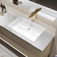 Table de toilette murale en bois de caoutchouc de haute qualité, moderne, écologique et durable, avec miroir intelligent pour hôtel, appartement, villa