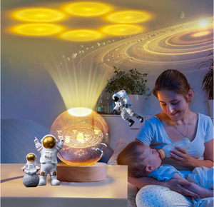 Lampe de <span class=keywords><strong>nuit</strong></span> 3D Art Science Planète Gravée, LED blanc chaud à intensité variable, base en bois, boule de cristal Système Solaire, idéale pour les cadeaux - Product Image 1