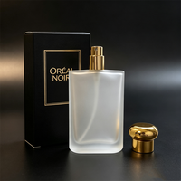 Flacon de parfum de luxe 100 ml en verre dépoli carré avec bouchon champignon doré, flacon pulvérisateur vide, logo personnalisé OEM