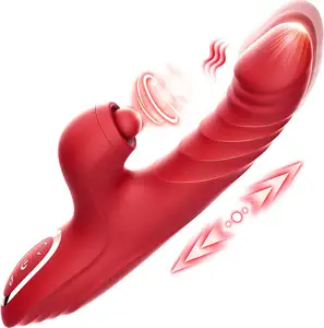 YPM 2023 3 In 1 G-Spot Clit Vagina Stimulate Thrusting Vibrator dildo pulse flapping Sex Toy For Women