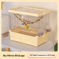 Grande Cage à Oiseaux Rectangulaire Transparente pour Perroquets, Nymphées et Agapornis - Fournitures pour Animaux de Compagnie