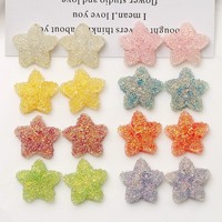 Parche de Resina con Forma de Estrella de Cinco Puntas, Color Caramelo, con Brillo, para Manualidades, Colgantes, Joyería, Collares, Pulseras y Decoración