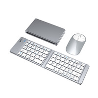 Katlanabilir BT Klavye ve Mouse Seti Şarj Edilebilir Ultra İnce Kablosuz Klavye iPad Pro Tablet Telefon Android Mac Windows için