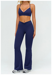 Ensemble de sport d'extérieur avec logo personnalisé, finition brossée, comprenant un soutien-gorge de yoga sans manches ajouré et un legging respirant uni taille haute à effet push-up - Product Image 4