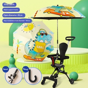 Parasol de poussette anti-UV au design de dessin animé pour bébés – Pare-soleil créatif et tendance avec revêtement argenté - Product Image 2