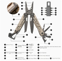 Kit de pinces multifonctions industrielles 16-en-1 avec couteau pliant en aluminium, tournevis, outils de sertissage, pour réparation, camping, extérieur, métrique, OEM